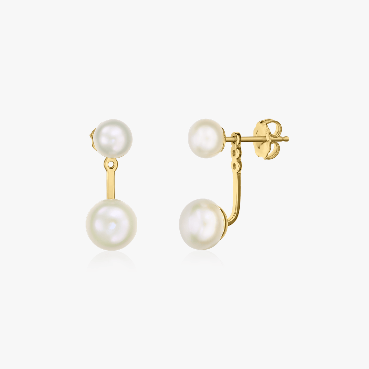 Golden Duo Silver Earrings - Natural Pearls - Indira