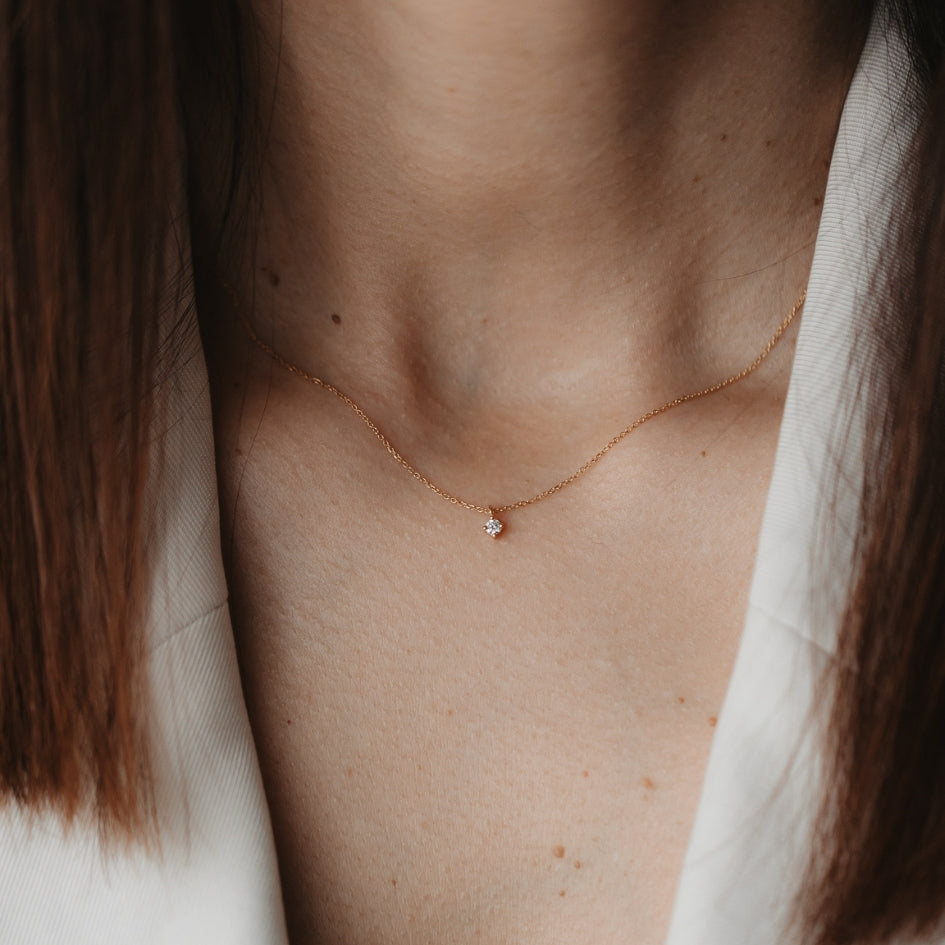 Timeless Gold Necklace - 0.05 CT Diamond - Indira