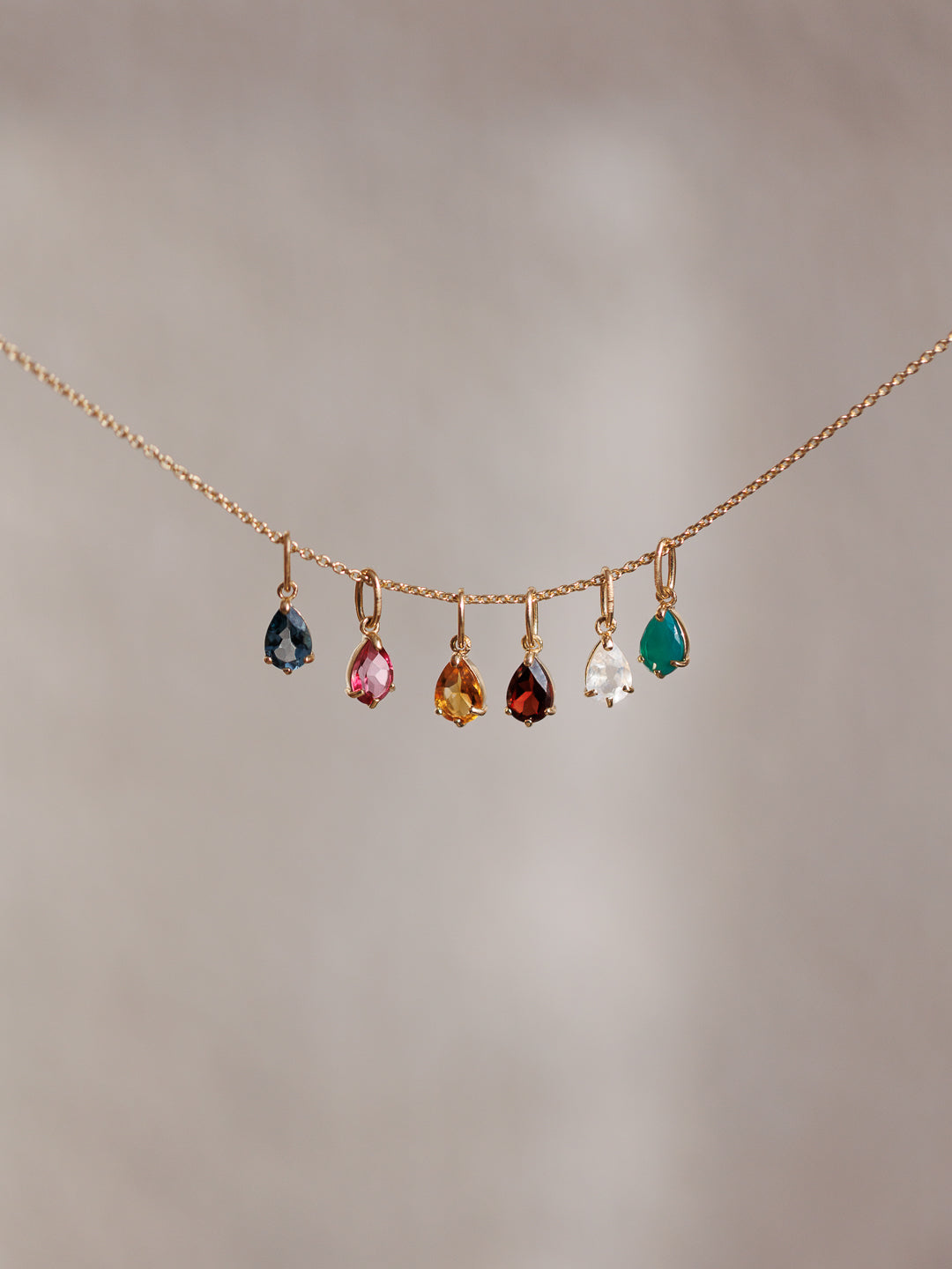 Gold Birthstone Pendant March - Blue Topaz