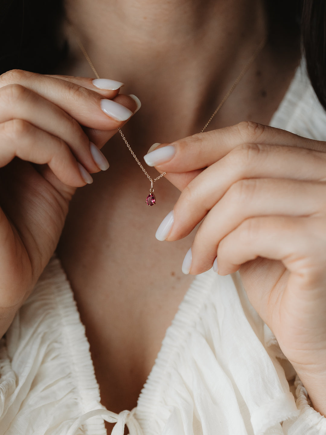 Gold Birthstone Pendant October - Pink Topaz