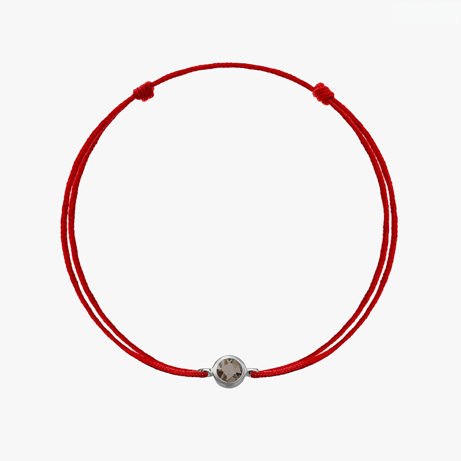 Smoky Quartz Birthstone Silver Cord Bracelet - Indira