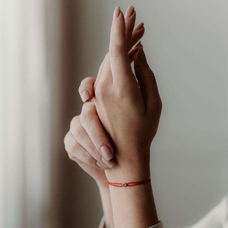 Silver Cord Bracelet Birthstone Golden June - Moonstone - Indira