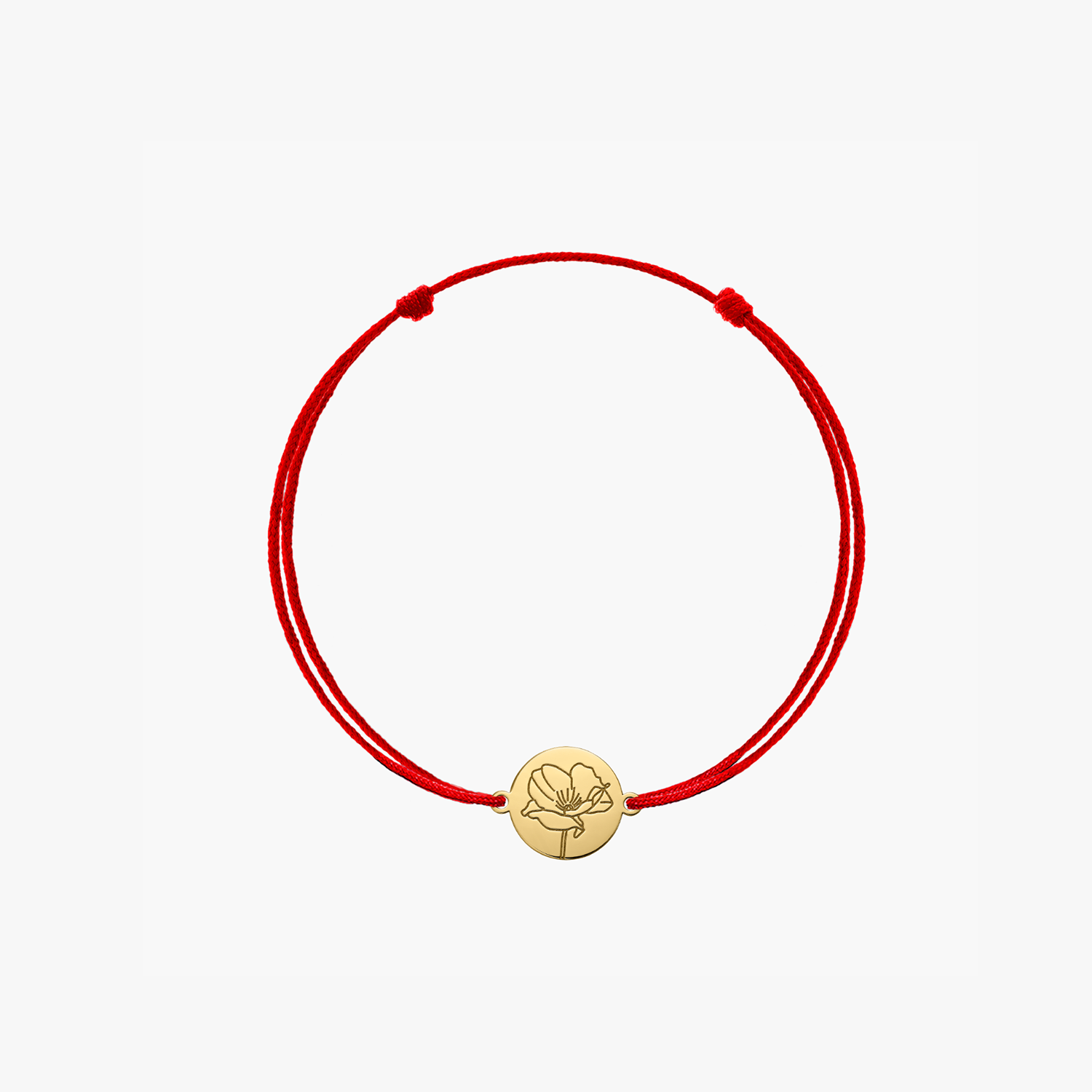 Children's Gold Cord Bracelet Birth Flower - August Poppy - Indira
