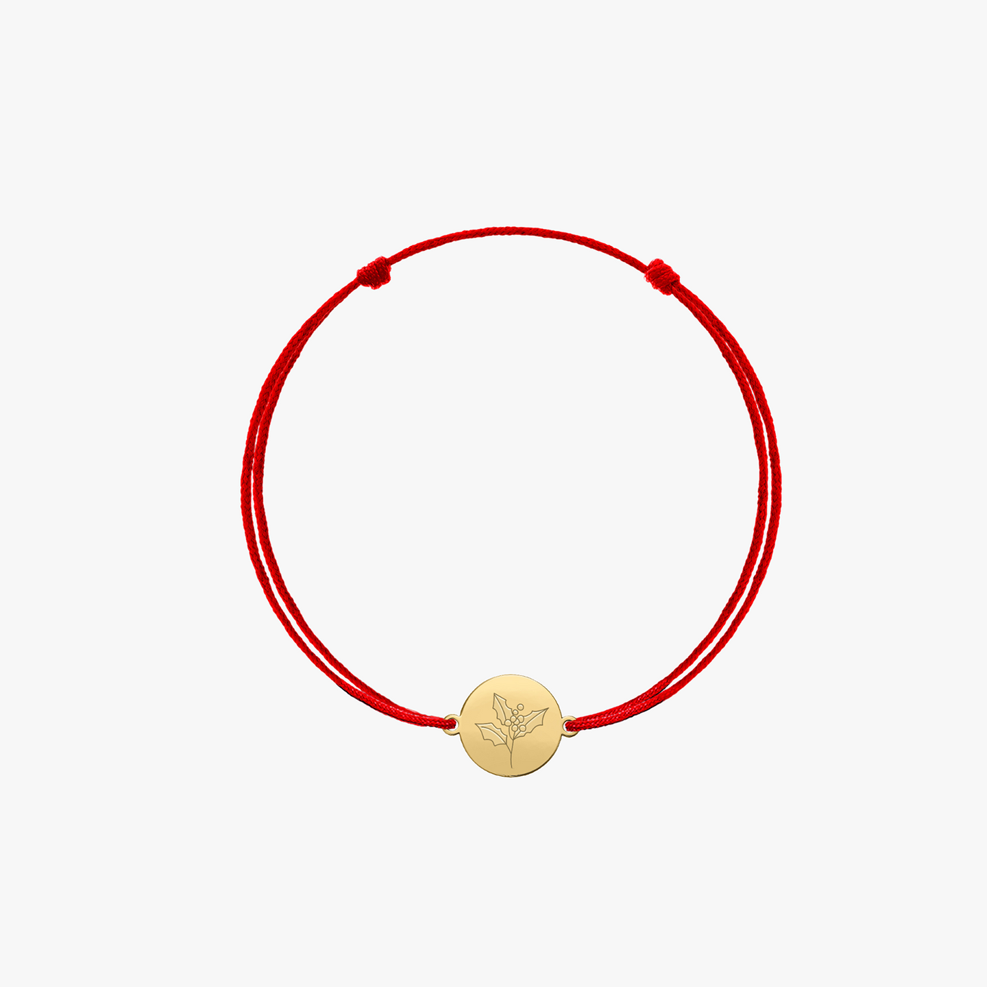 Gold String Bracelet for Kids Birth Flower - December Holly - Indira