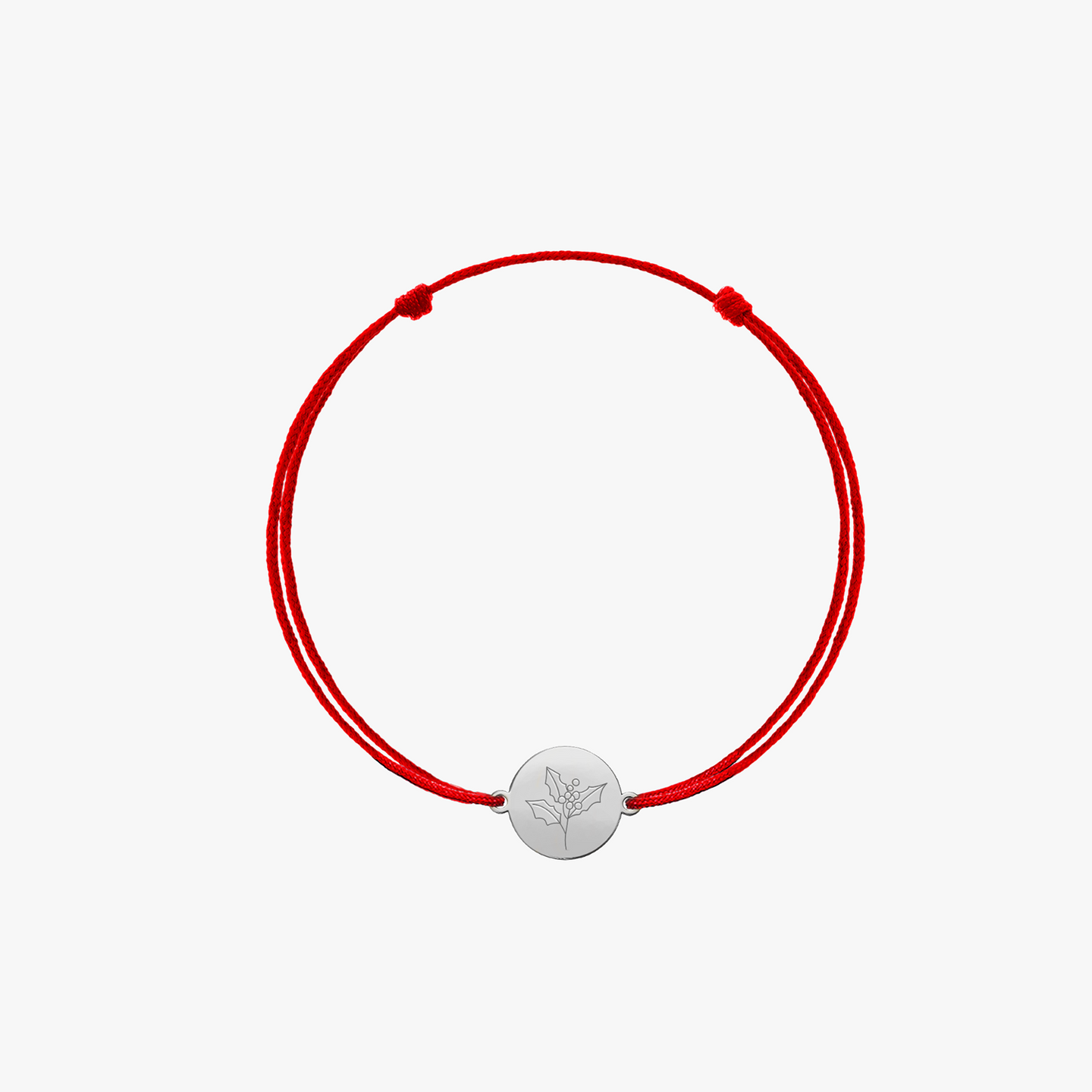 White Gold String Bracelet for Kids Birth Flower - December Holly - Indira