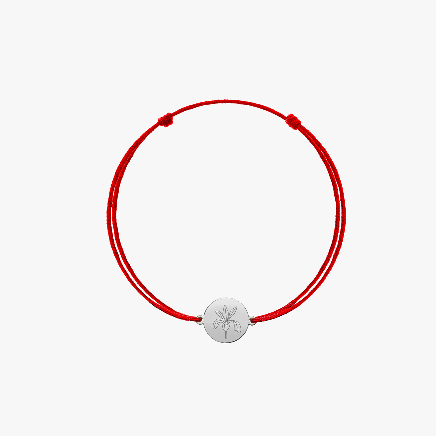 White gold children's cord bracelet Birth Flower - February Iris - Indira