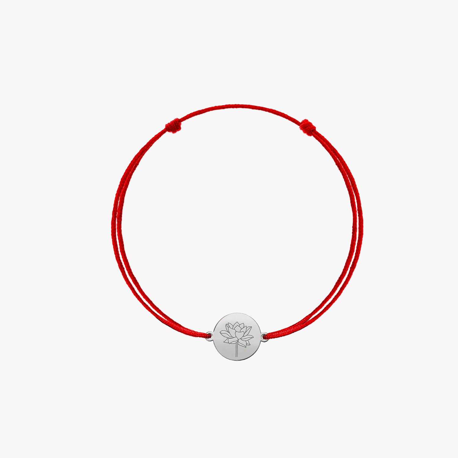 White gold children's cord bracelet Birth Flower - July Lotus - Indira