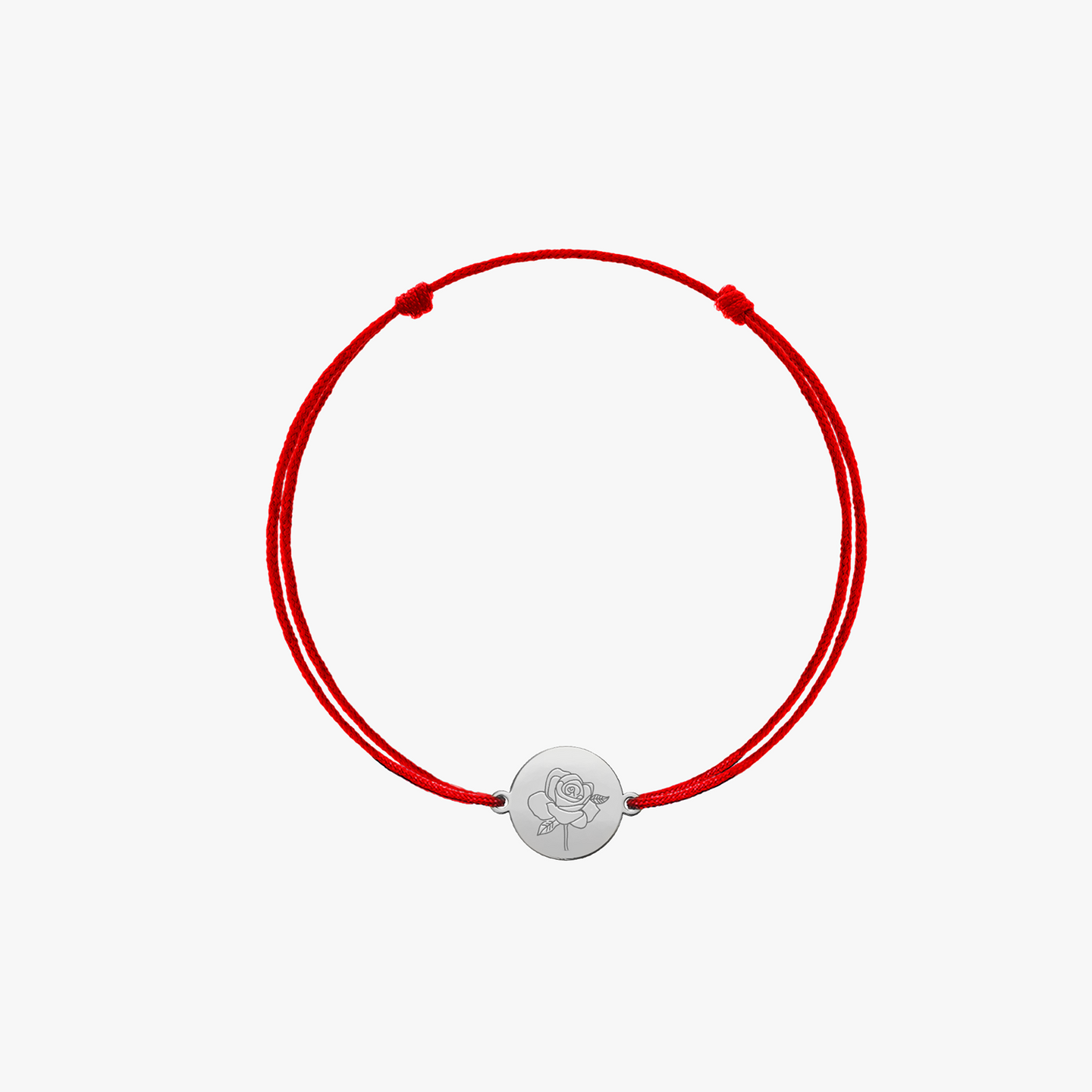 White Gold Cord Bracelet for Kids Birth Flower - June Rose - Indira