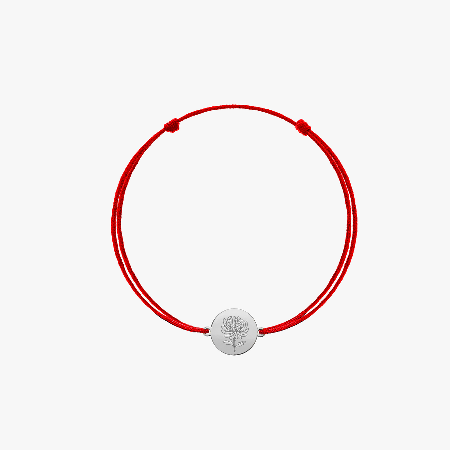 White Gold Cord Bracelet for Kids Birth Flower - November Chrysanthemum - Indira