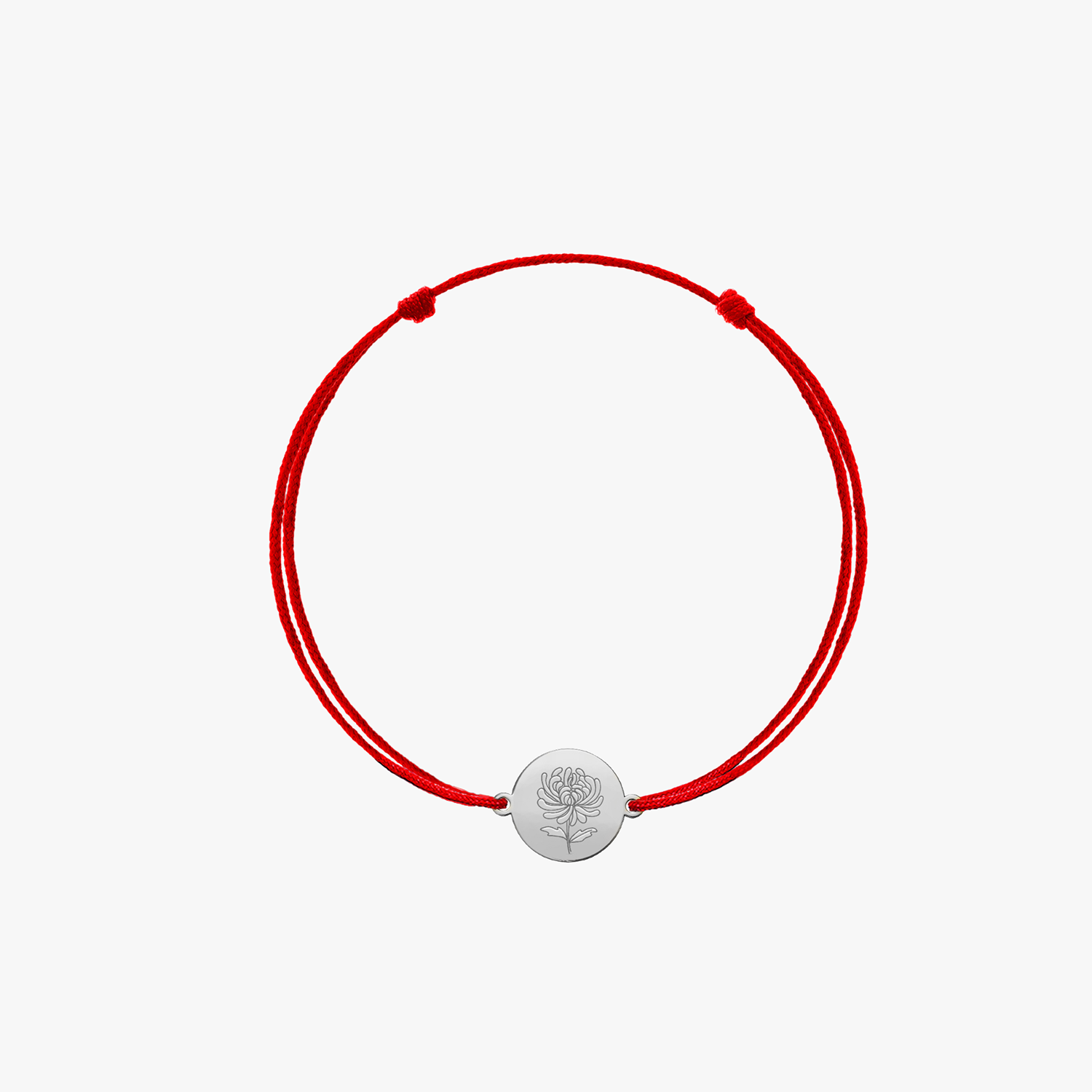 White Gold Cord Bracelet for Kids Birth Flower - November Chrysanthemum - Indira