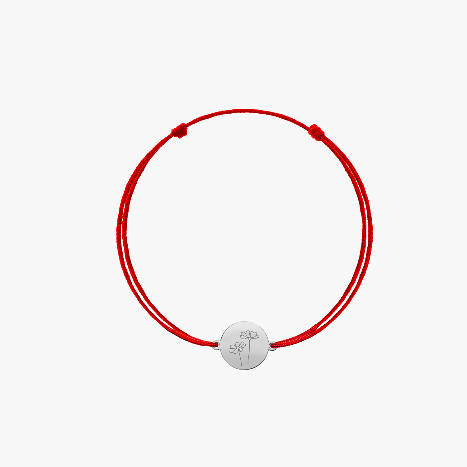 White Gold Cord Bracelet for Kids Birth Flower - October Cosmos - Indira