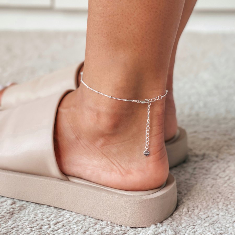 Indira Beaded Silver Ankle Bracelet