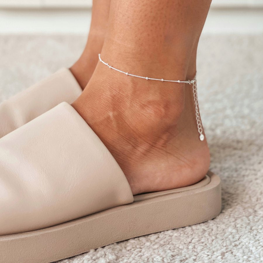 Beaded Silver Anklet - Indira
