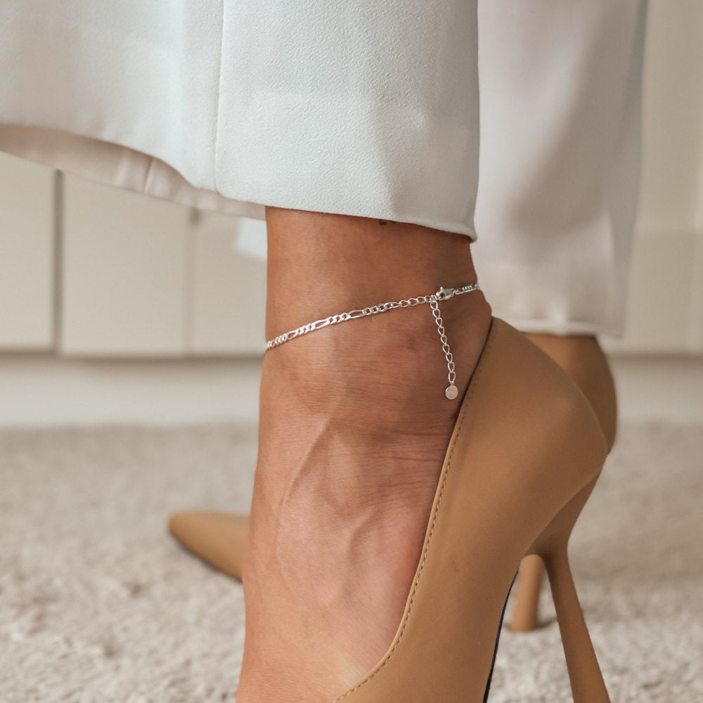 Figaro Silver Anklet - Indira