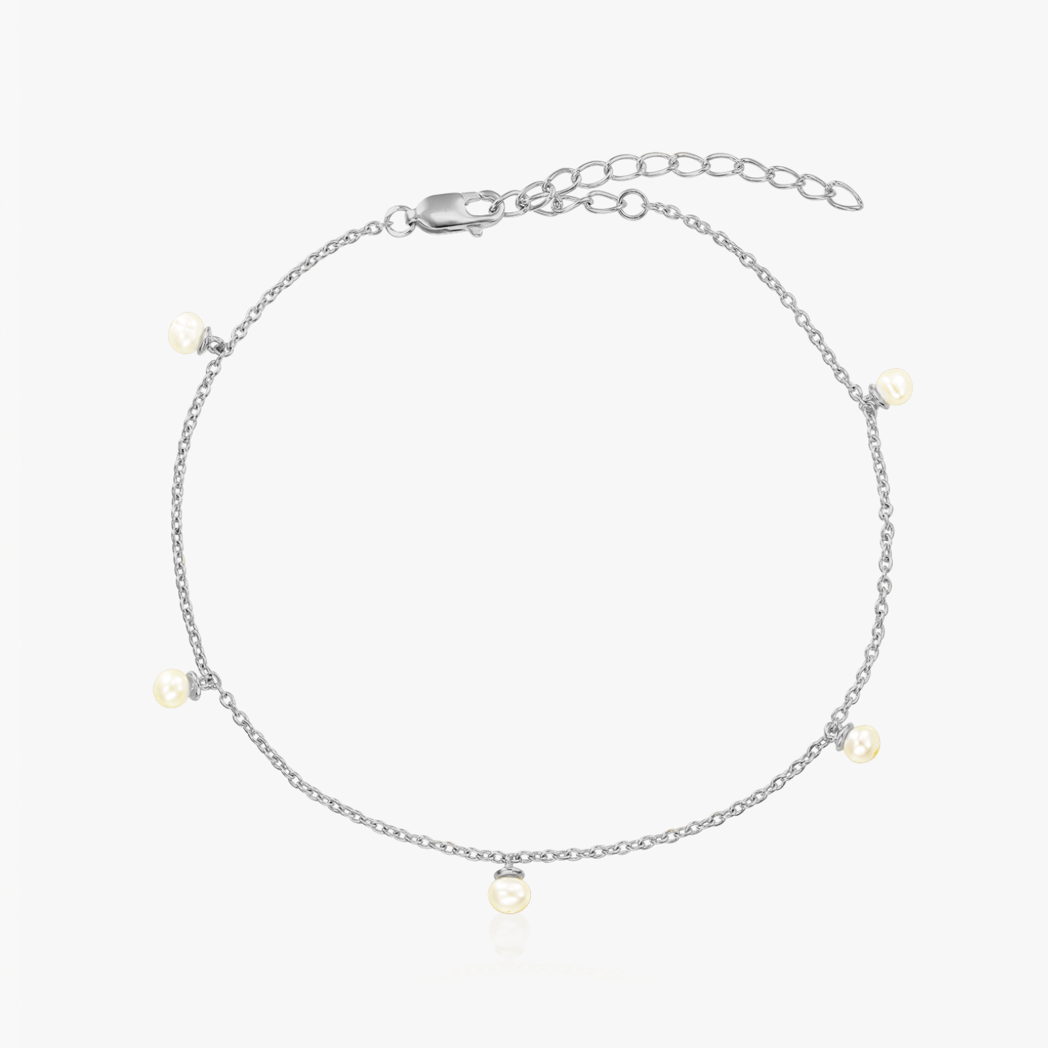 Margo Silver Ankle Bracelet - Natural Pearls - Indira