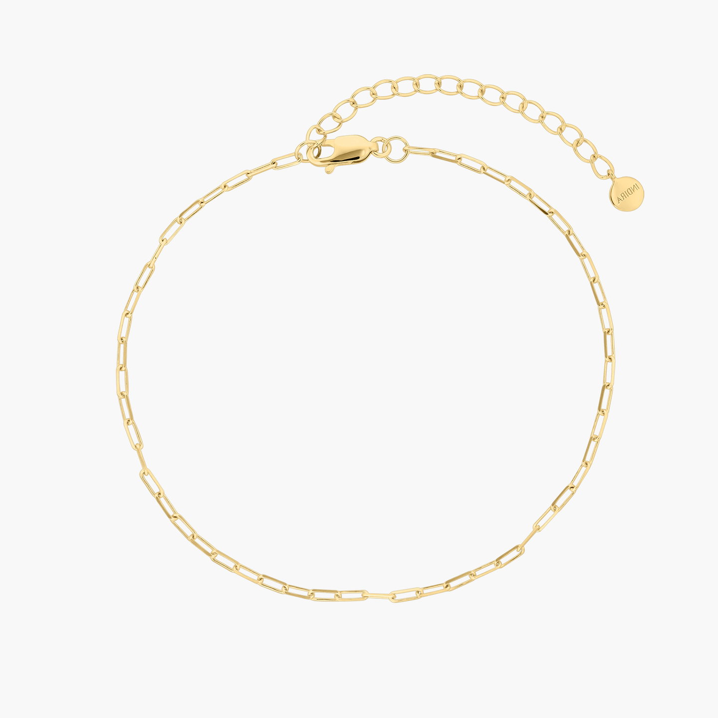 Golden Paperclip Silver Ankle Bracelet - Indira