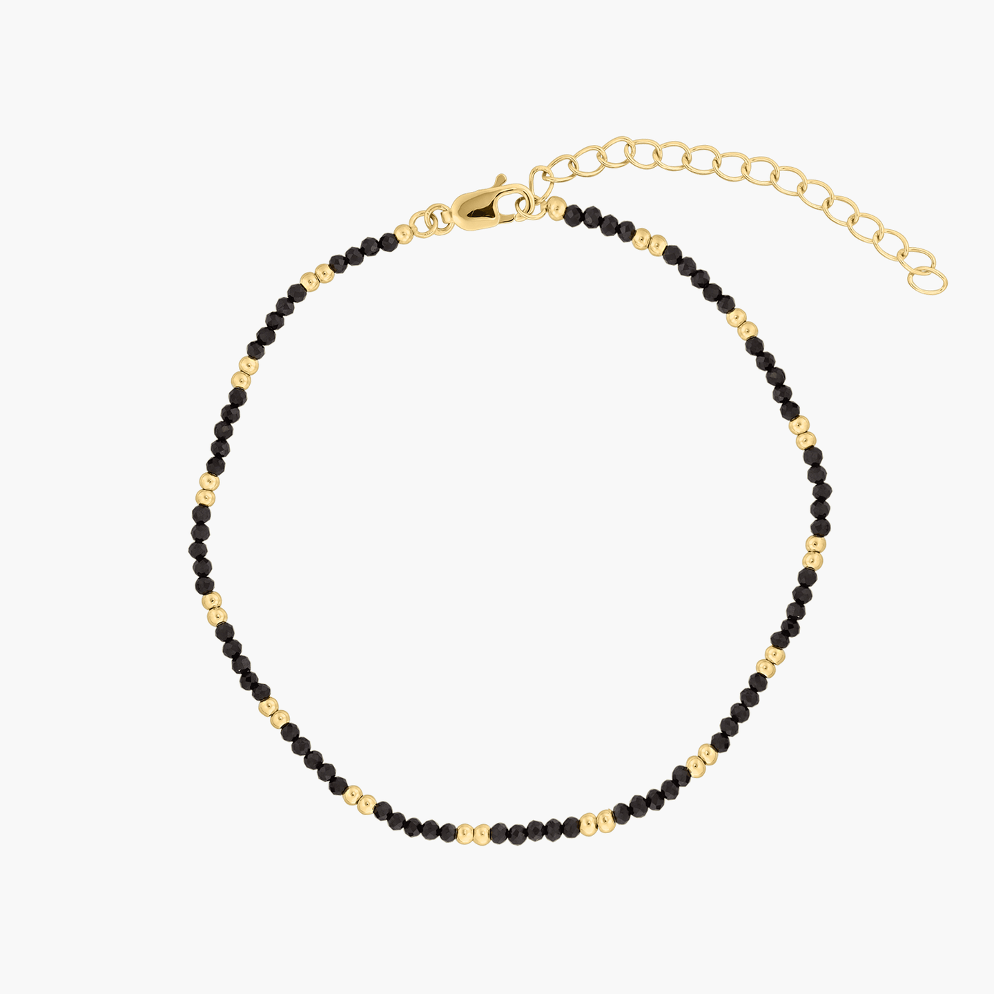 Silver Anklet Golden Summerscape - Black Spinel - Indira