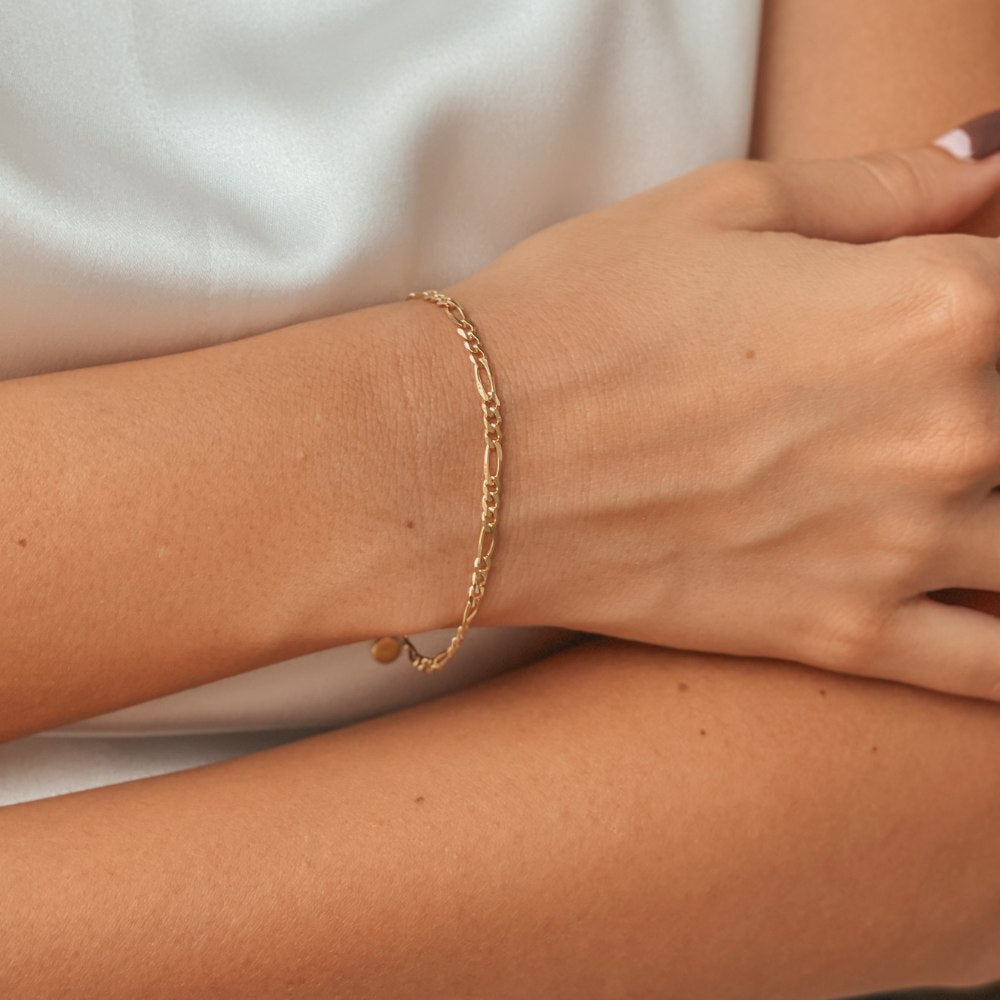 Silver Bracelet Golden Figaro - Indira