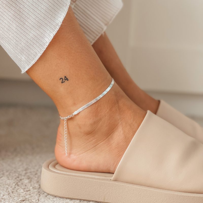 Silver Ankle Bracelet Herringbone - Indira