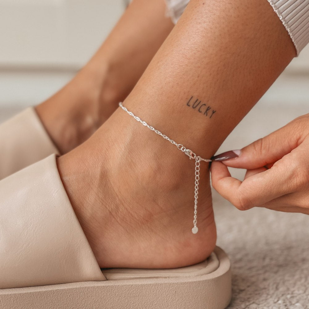Singapore Silver Anklet - Indira