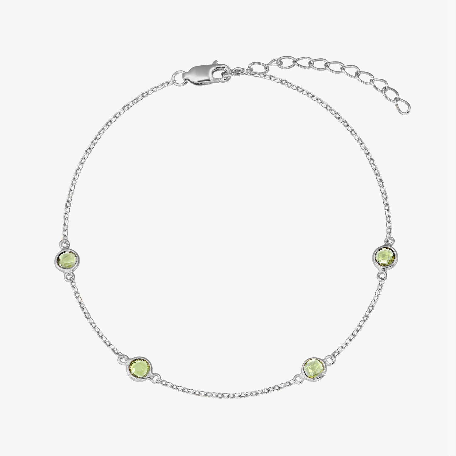 Silver Bracelet Birthstone August - Peridot - Indira