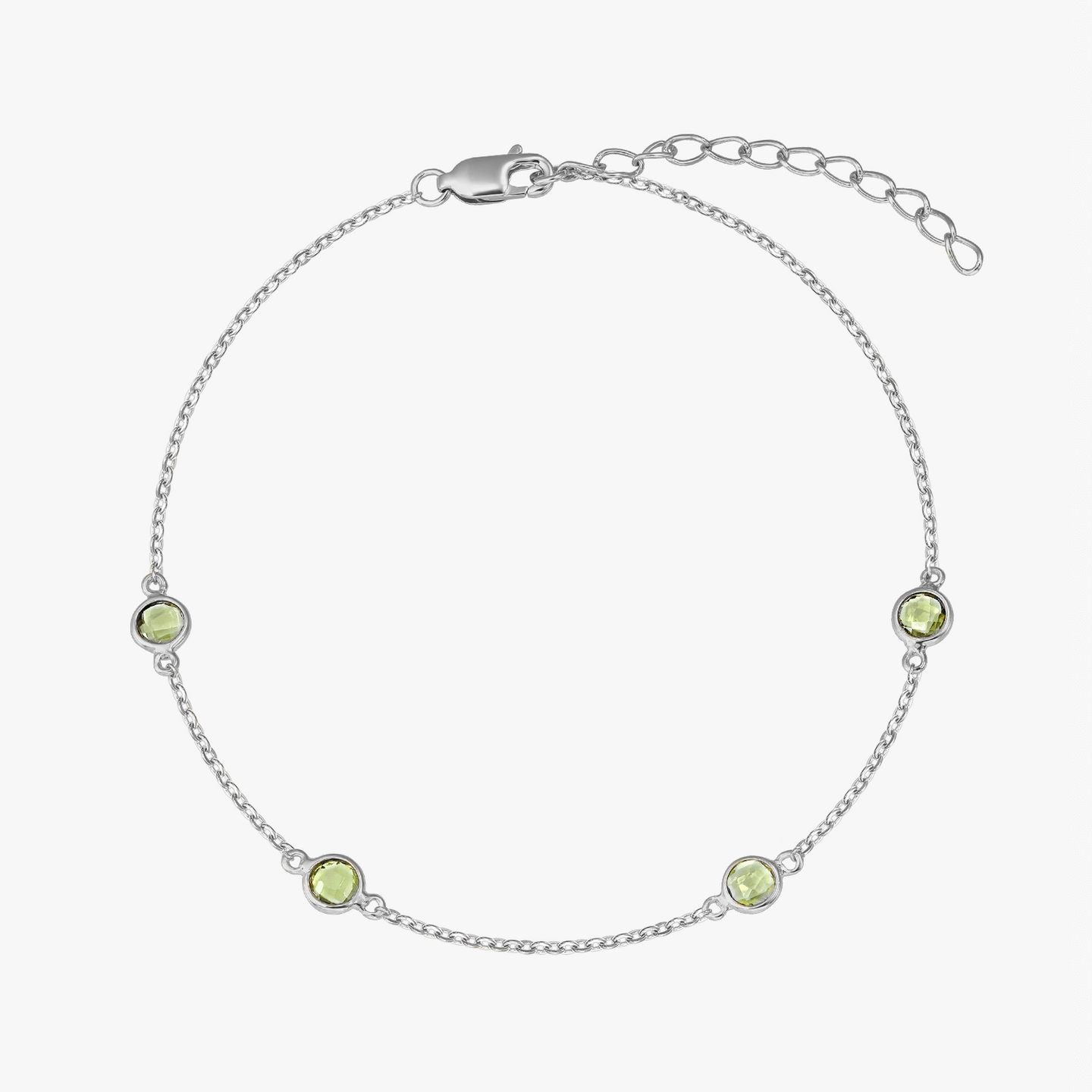 Silver Bracelet Birthstone August - Peridot - Indira