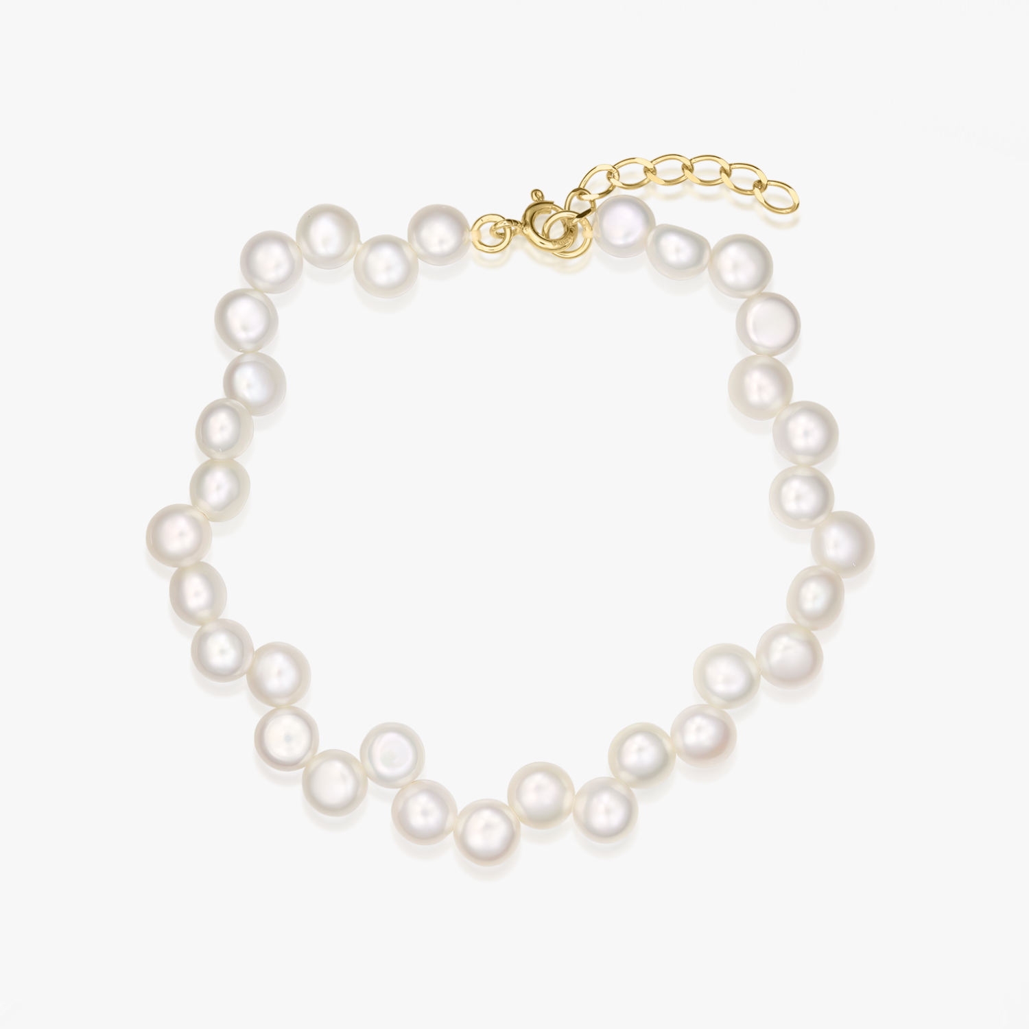 Golden Harmony Silver Bracelet - Natural Pearls - Indira