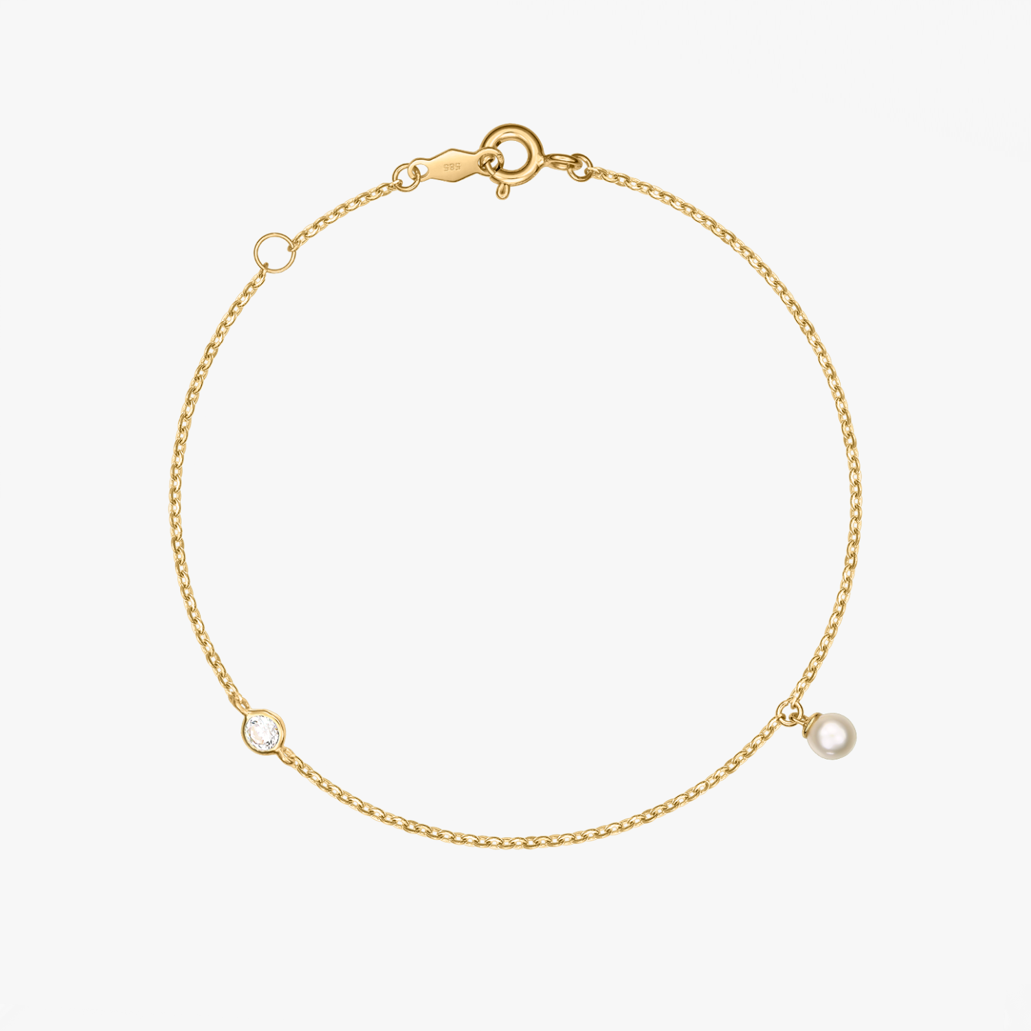 Daphne Gold Bracelet - Natural Pearls, Zirconia - Indira