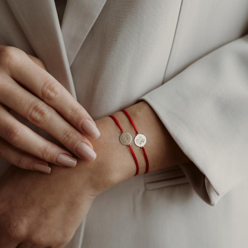 Silver Cord Bracelet with Golden Birth Flower - February Iris - Indira