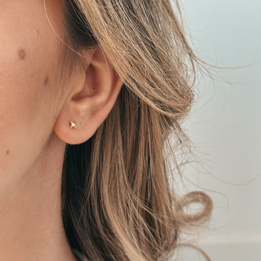 Golden Cosmic Star Silver Earrings - Indira