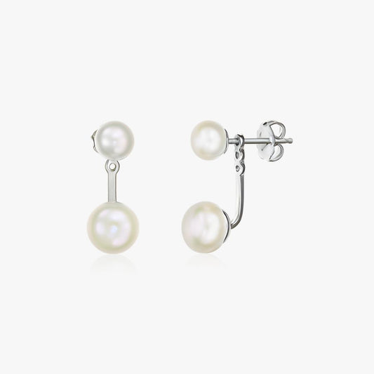 Duo Silver Earrings - Natural Pearls