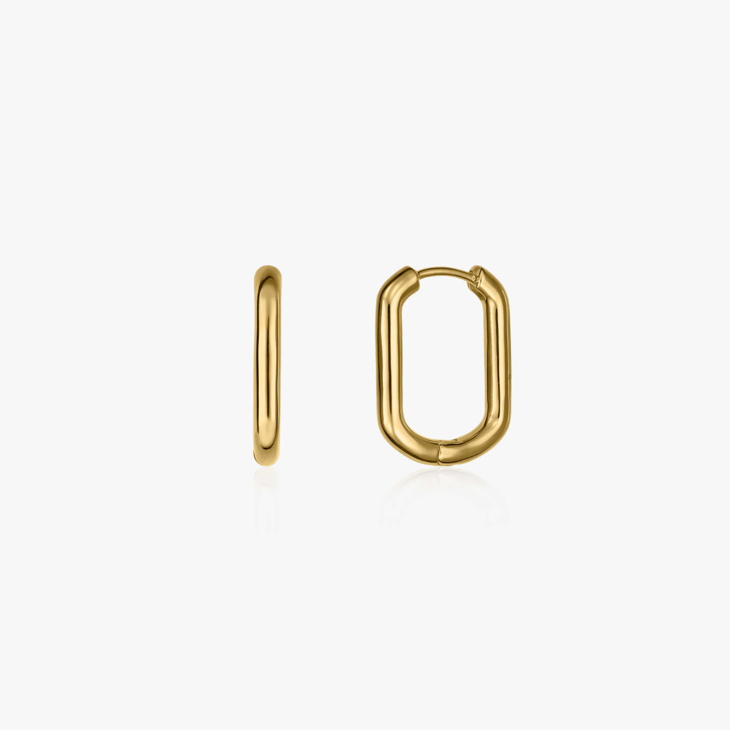 Golden Square Hoops Silver Earrings - Indira