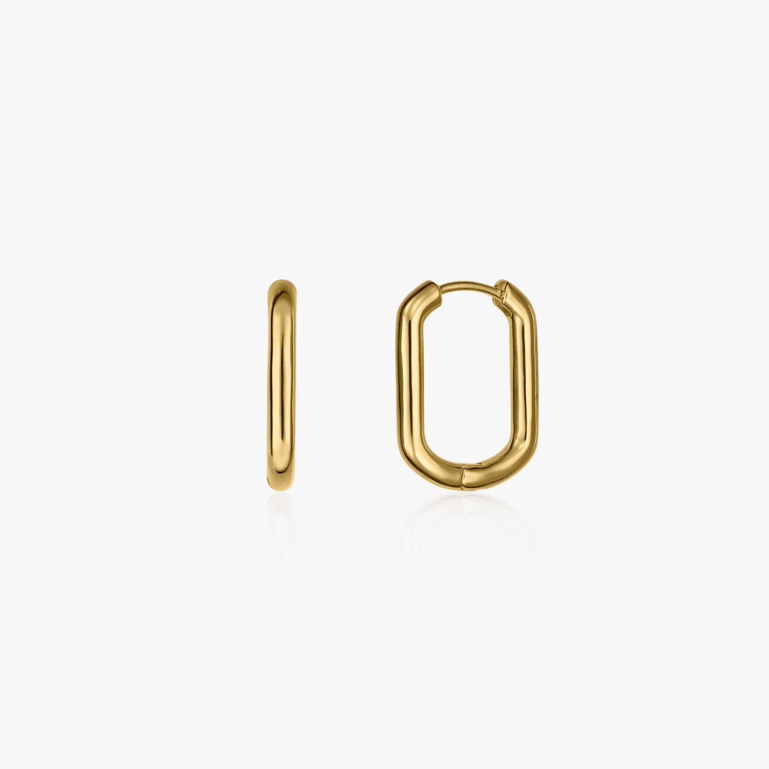 Golden Square Hoops Silver Earrings - Indira