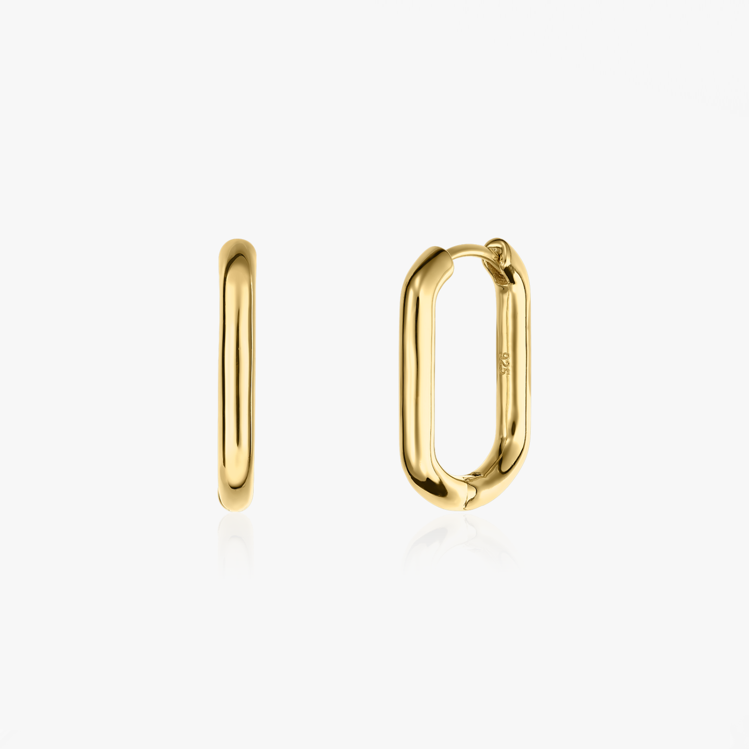 Golden Square Silver Hoops Earrings - Indira