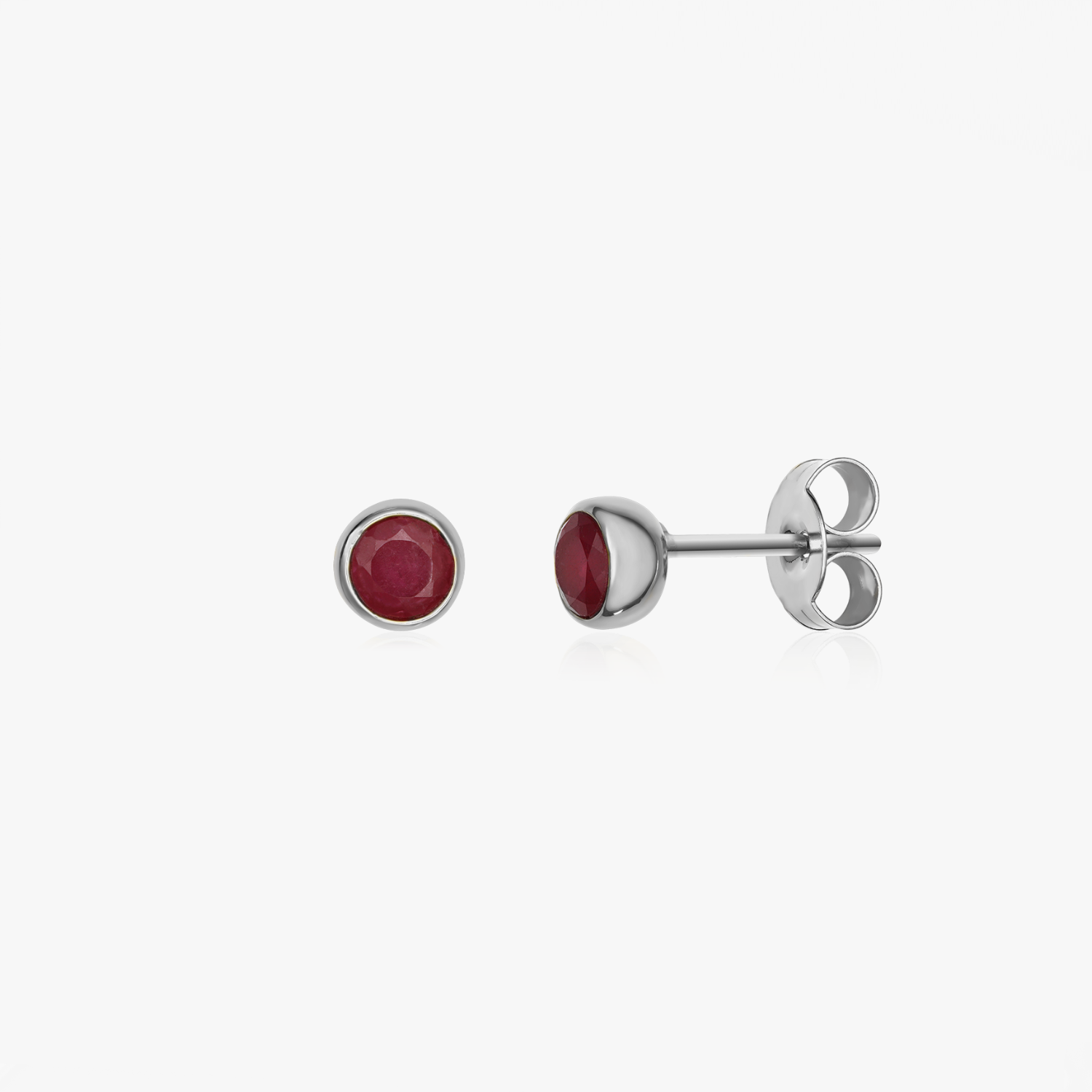 Silver Birthstone Earrings July - Ruby - Indira