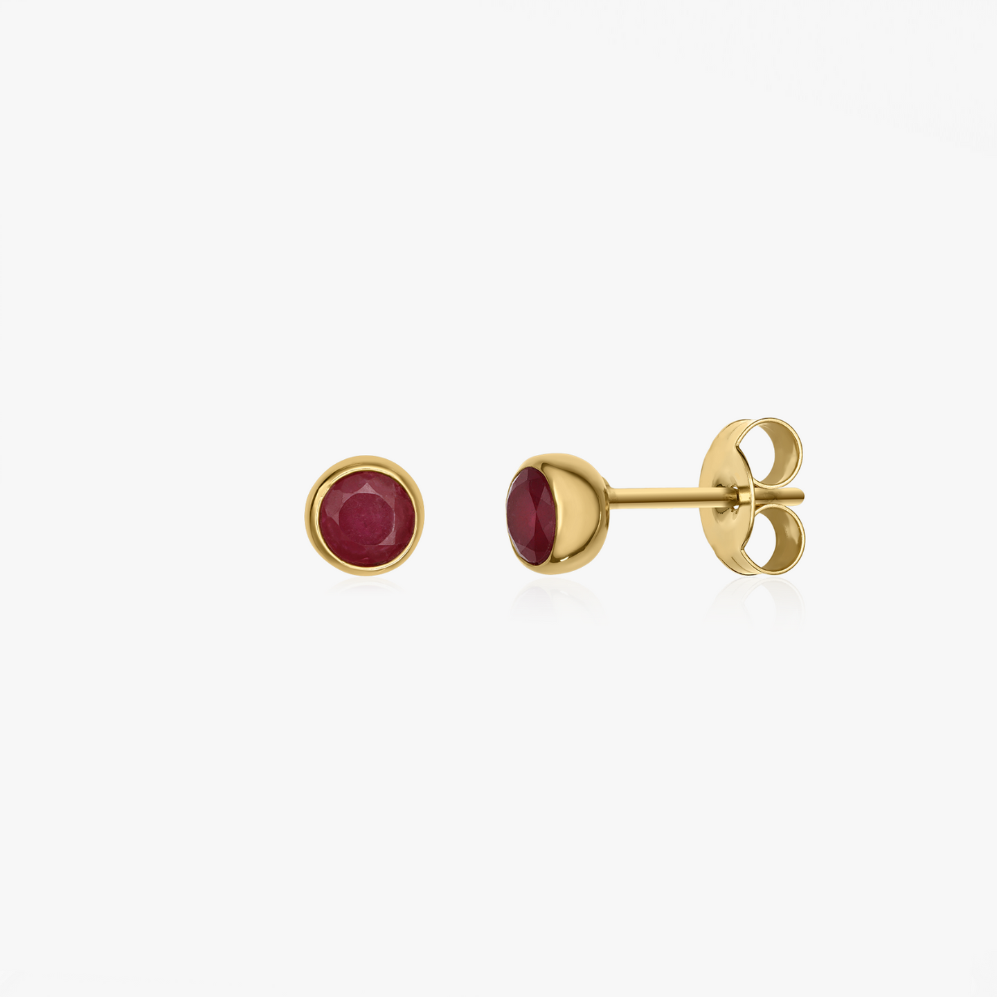 Silver Earrings Birthstone Golden July - Ruby - Indira