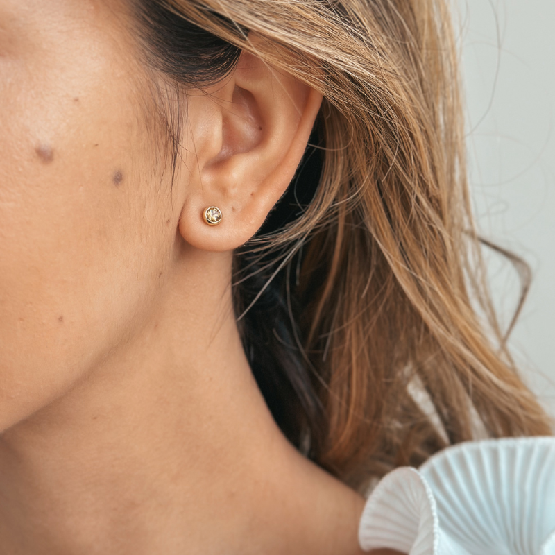 Silver Earrings Birthstone Golden November - Citrine - Indira