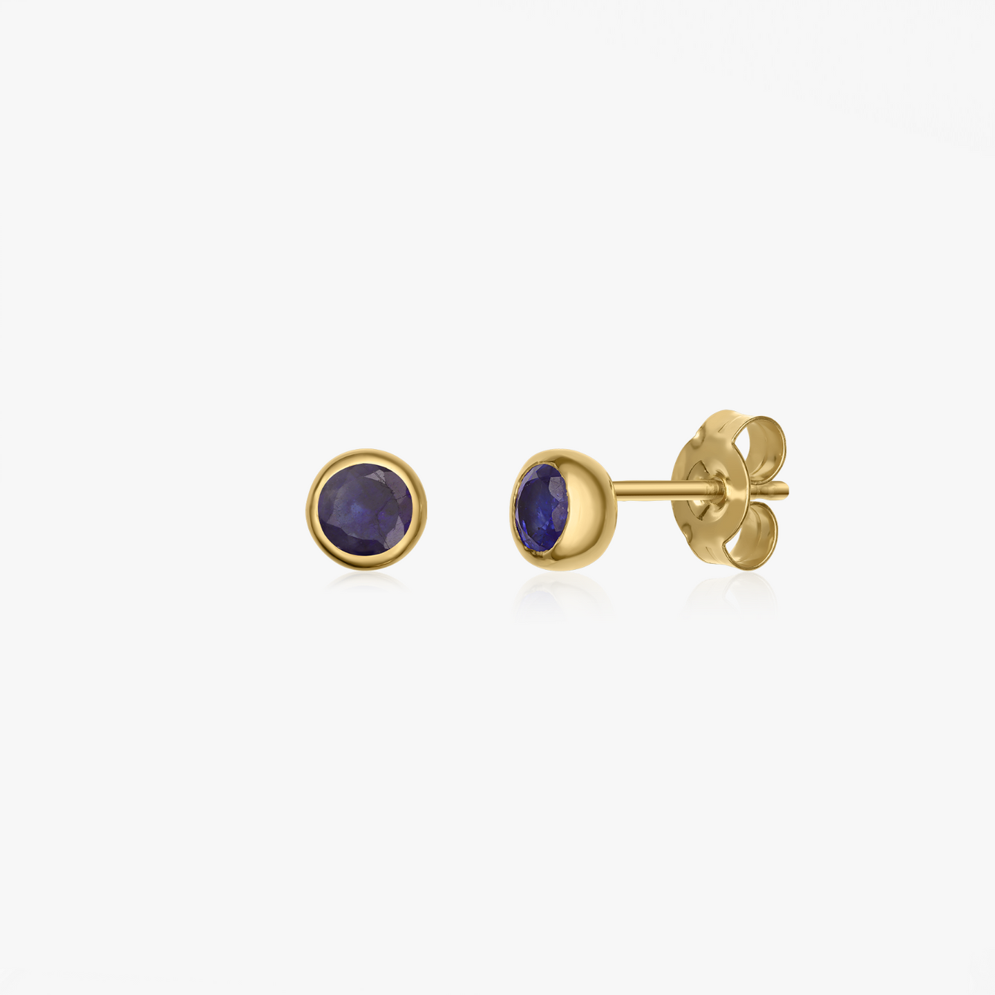 Indira Birthstone Golden September Silver Earrings - Sapphire