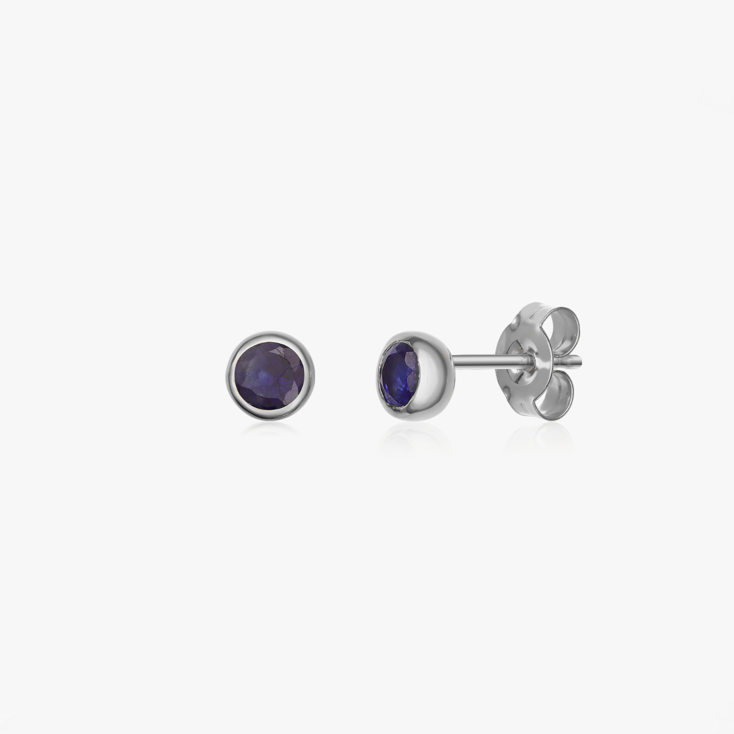 Birthstone Silver Earrings September - Sapphire - Indira