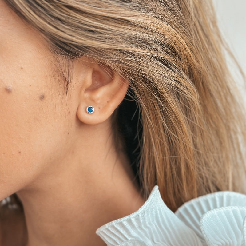 Silver Birthstone Earrings September - Sapphire - Indira