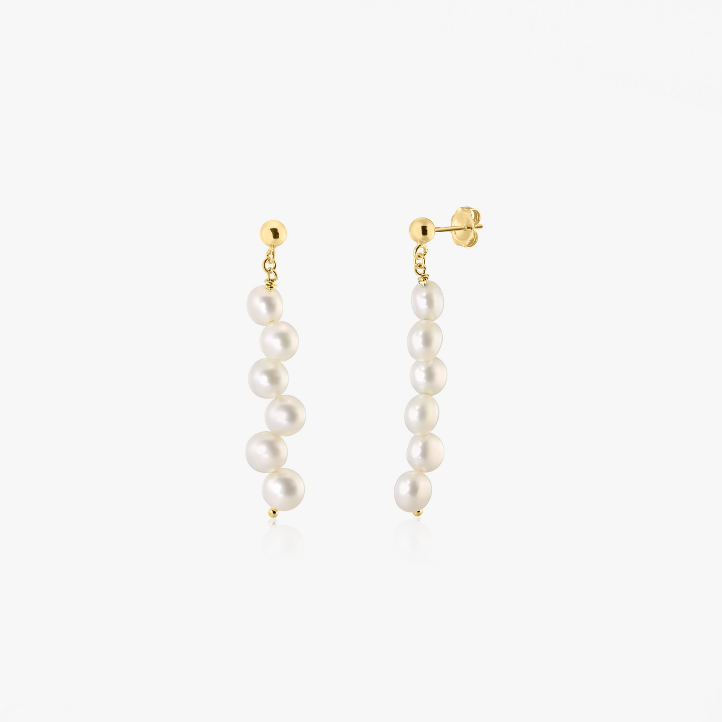 Golden Harmony Silver Earrings - Natural Pearls - Indira