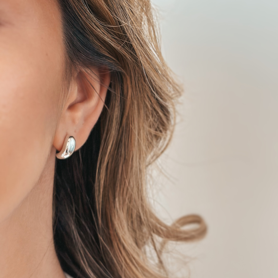 Half Dome Silver Earrings - Indira