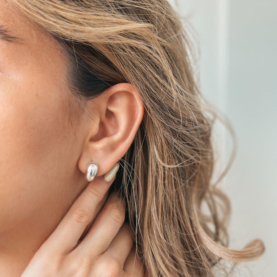 Silver Half Dome Earrings - Indira