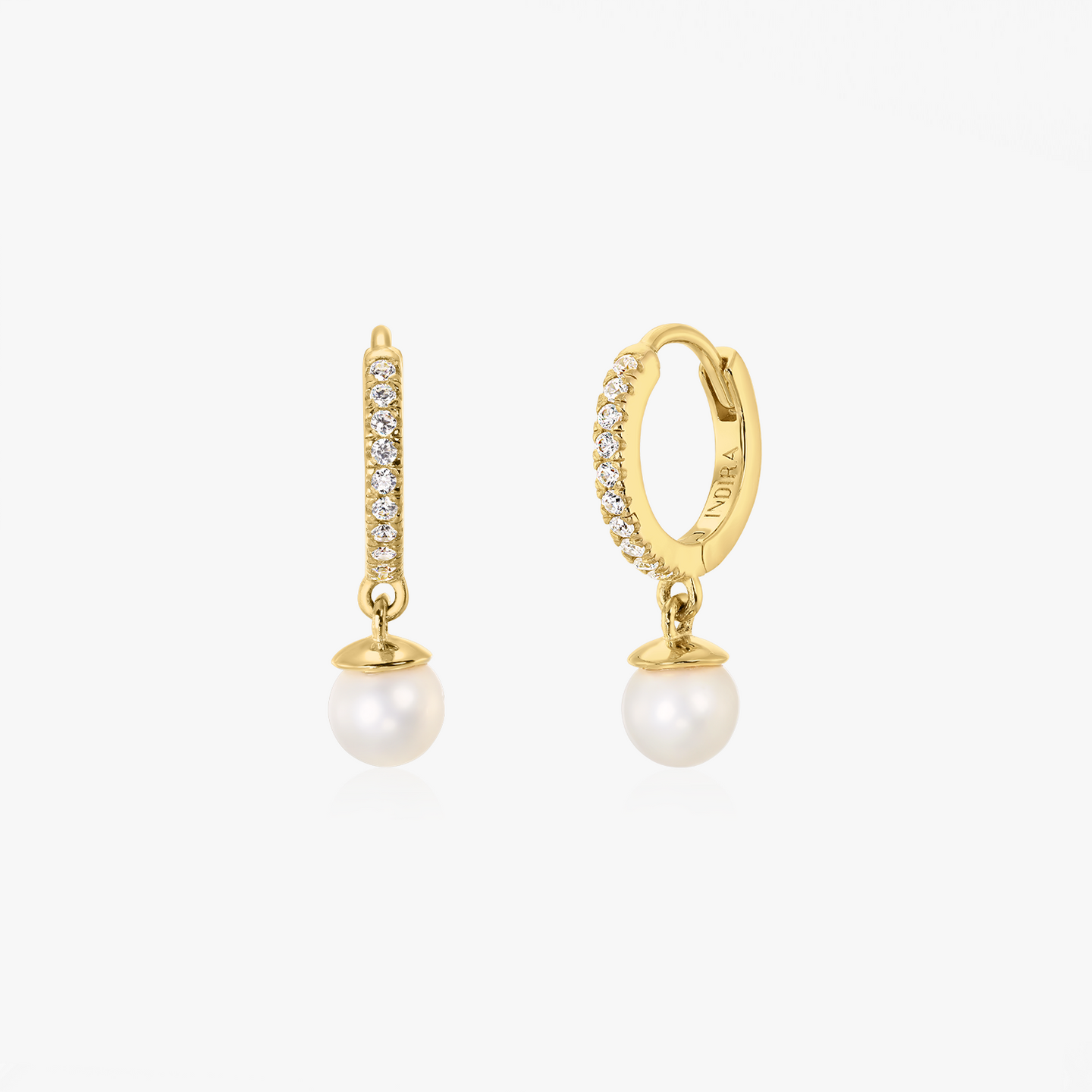 Golden Kalya Silver Earrings - Natural Pearls, Zirconium - Indira