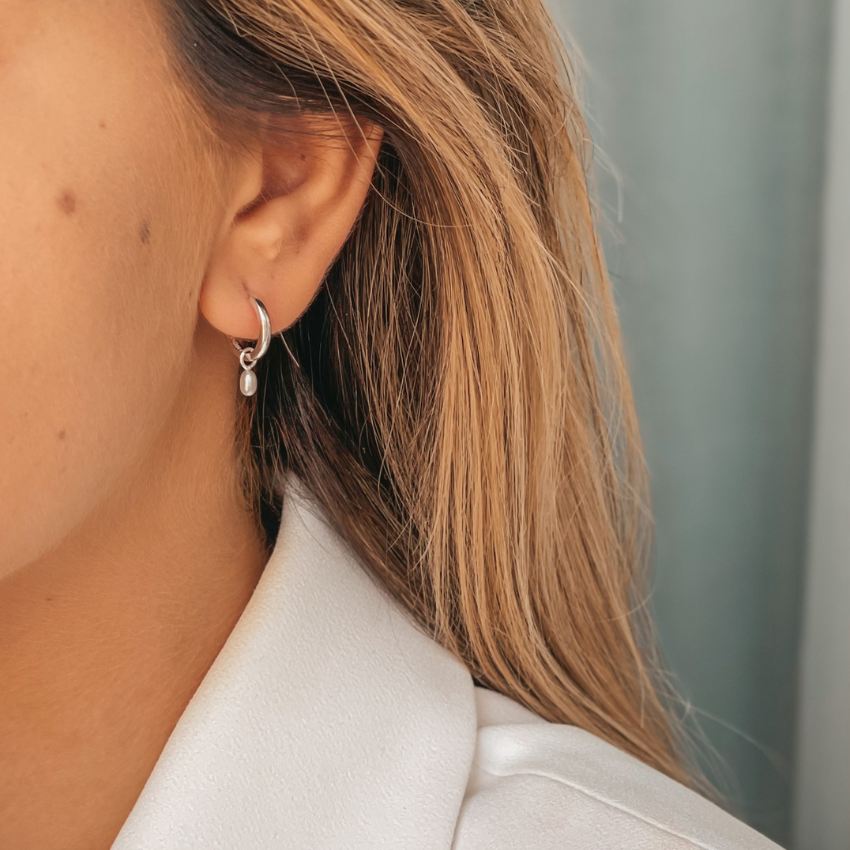 Little Drop Silver Earrings - Natural Pearls - Indira