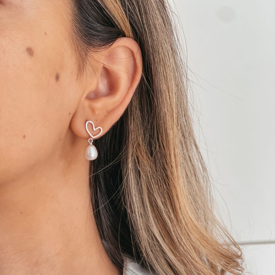 Lydia Silver Earrings - Natural Pearls - Indira