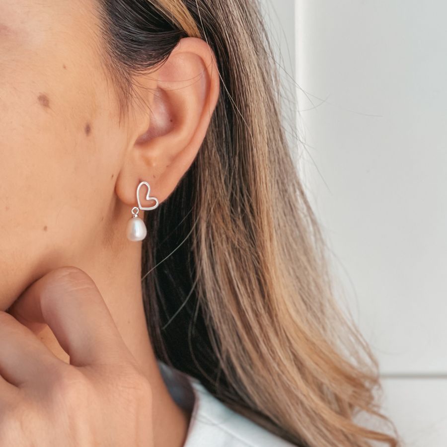 Lydia Silver Earrings - Natural Pearls - Indira