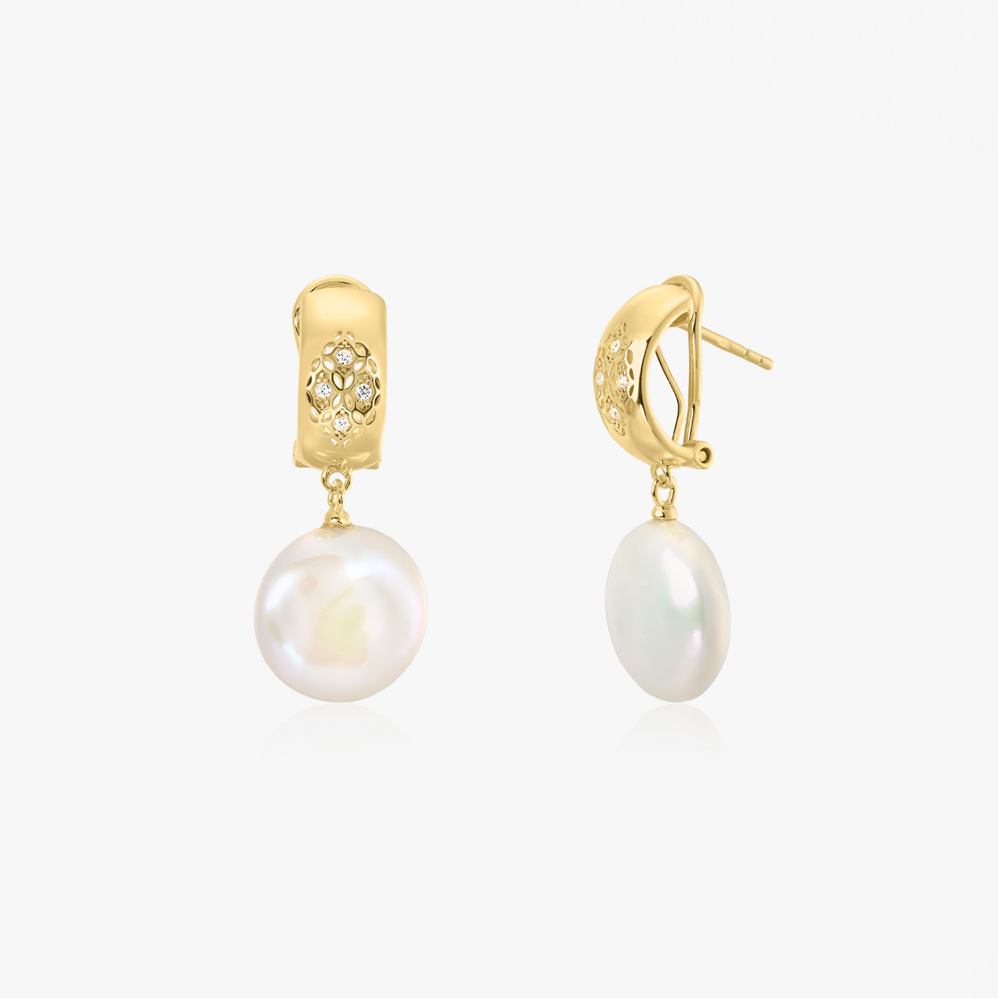 Mika Silver Earrings - Natural Pearls and Zirconia - Indira