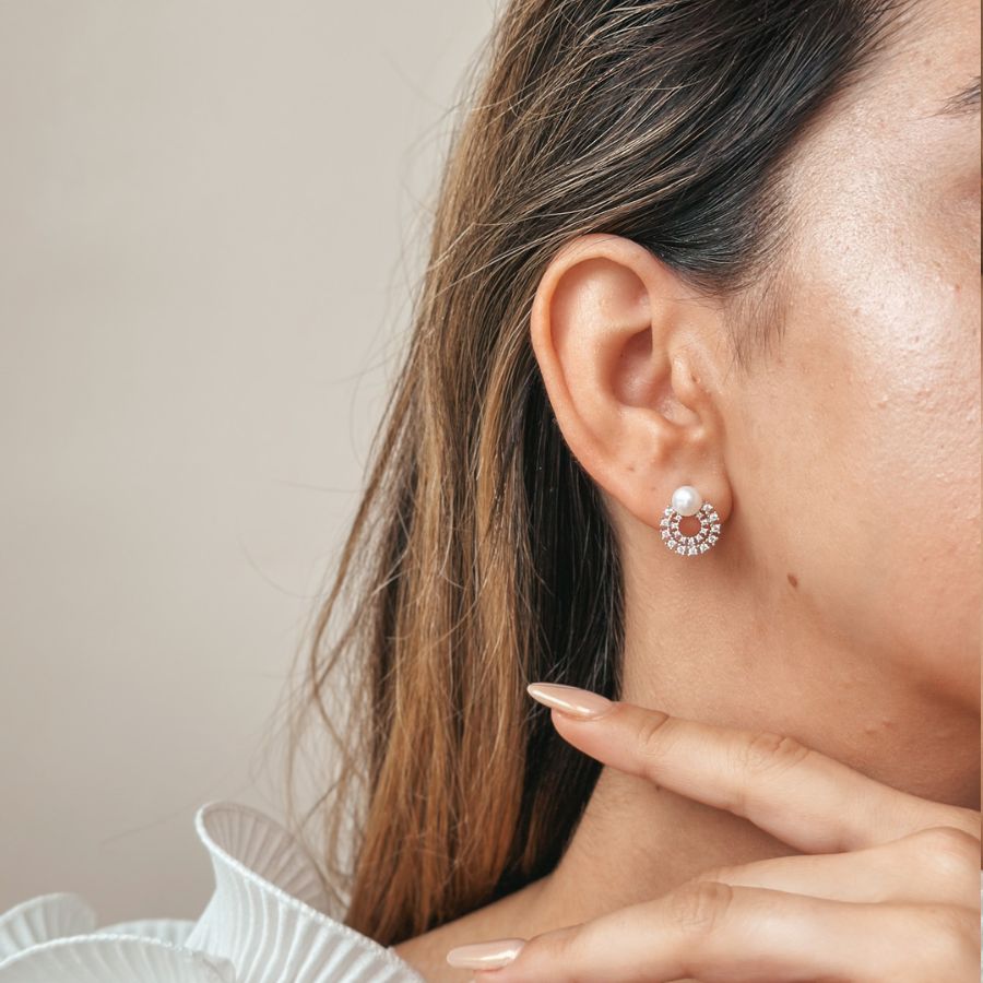 Silver Earrings Nia - Natural Pearl - Indira