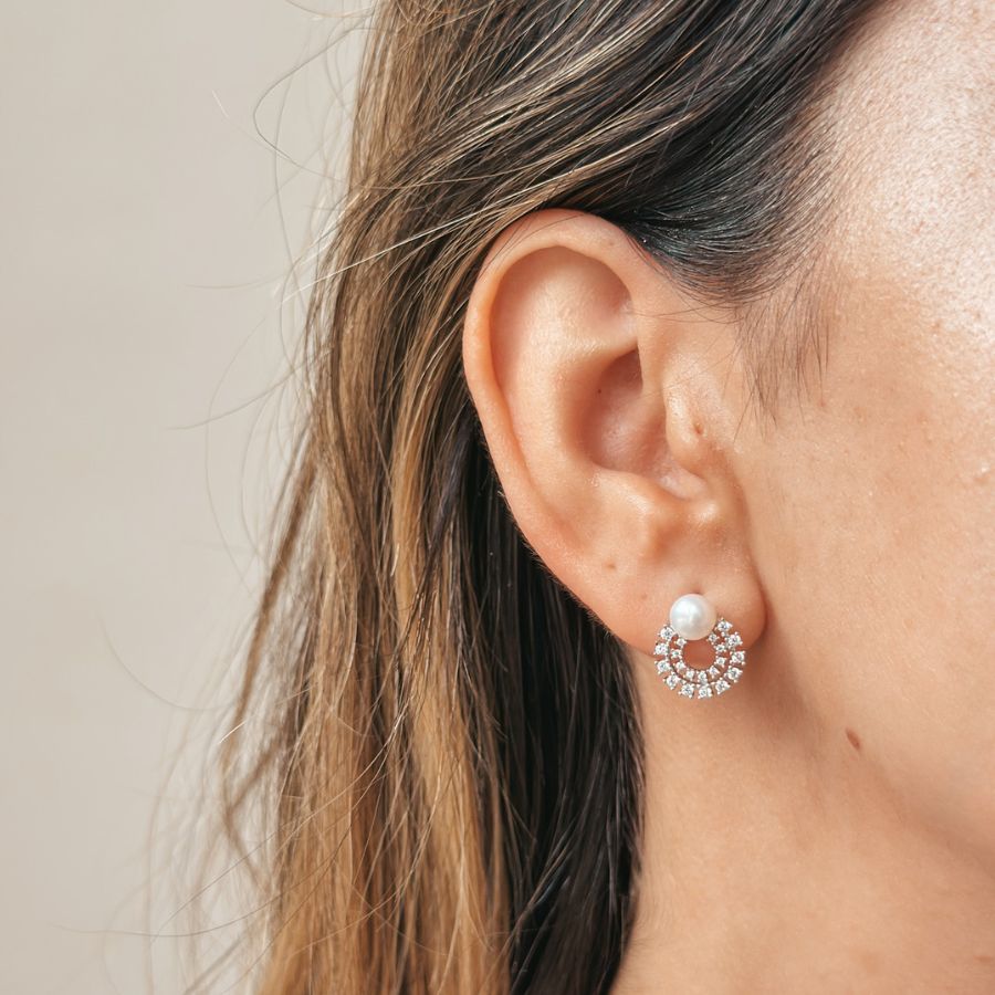 Nia Silver Earrings - Natural Pearl - Indira